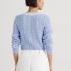 Pulovere de cricket din tricot cu cablu Ralph Lauren de damă albastră