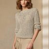 Pulovere de damă bej Ralph Lauren din mătase împodobită cu guler rulat Pulovere de damă bej Ralph Lauren din mătase împodobită cu guler rulat