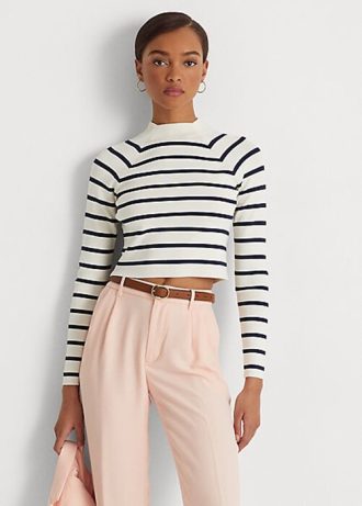 Pulovere de damă, crem / bleumarin, cu dungi Ralph Lauren Pulovere de damă, crem / bleumarin, cu dungi Ralph Lauren