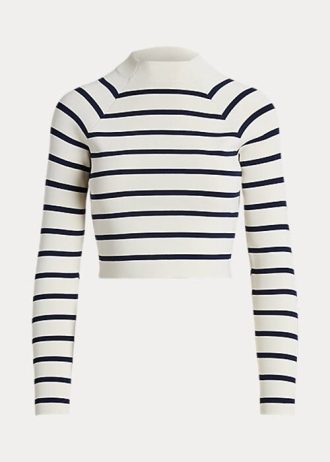 Pulovere de damă, crem / bleumarin, cu dungi Ralph Lauren Pulovere de damă, crem / bleumarin, cu dungi Ralph Lauren