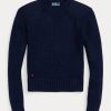 Pulovere de damă din bumbac Ralph Lauren bleumarin cu gât crew