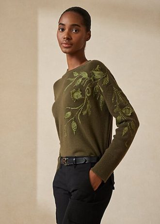 Pulovere de damă din cașmir cu decolteu rotund Ralph Lauren de damă Olive Pulovere de damă din cașmir cu decolteu rotund Ralph Lauren de damă Olive