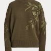 Pulovere de damă din cașmir cu decolteu rotund Ralph Lauren de damă Olive