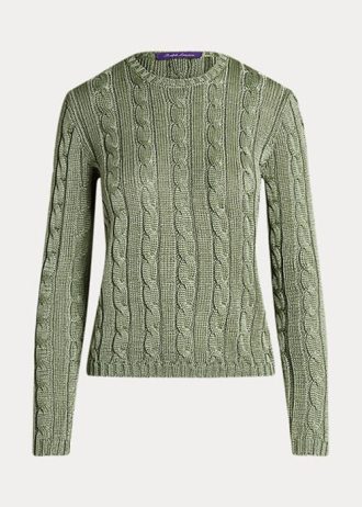 Pulovere de mătase, cu tricot cu cablu, Ralph Lauren, verzi, pentru damă Pulovere de mătase, cu tricot cu cablu, Ralph Lauren, verzi, pentru damă