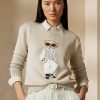 Pulovere de mătase Ralph Lauren Cable Bear de damă bej