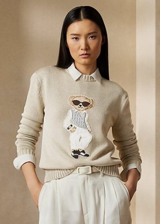 Pulovere de mătase Ralph Lauren Cable Bear de damă bej Pulovere de mătase Ralph Lauren Cable Bear de damă bej
