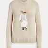 Pulovere de mătase Ralph Lauren Cable Bear de damă bej