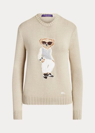 Pulovere de mătase Ralph Lauren Cable Bear de damă bej Pulovere de mătase Ralph Lauren Cable Bear de damă bej