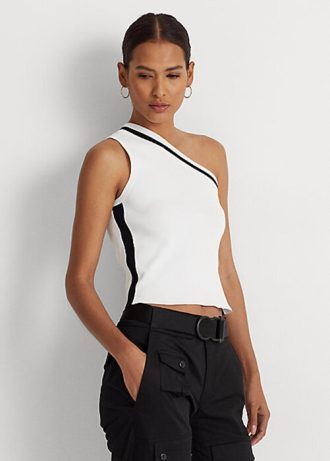 Pulovere decupate pe un singur umăr Ralph Lauren, albe, pentru femei Pulovere decupate pe un singur umăr Ralph Lauren, albe, pentru femei
