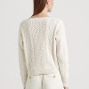 Pulovere din bumbac cu gât barca Ralph Lauren Aran-tricot pentru femei crem Pulovere din bumbac cu gât barca Ralph Lauren Aran-tricot pentru femei crem