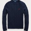 Pulovere din bumbac din tricot cablu Ralph Lauren pentru bărbați bleumarin Pulovere din bumbac din tricot cablu Ralph Lauren pentru bărbați bleumarin