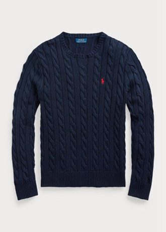 Pulovere din bumbac din tricot cablu Ralph Lauren pentru bărbați bleumarin