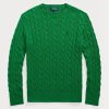 Pulovere din bumbac din tricot cablu Ralph Lauren pentru bărbați verzi Pulovere din bumbac din tricot cablu Ralph Lauren pentru bărbați verzi