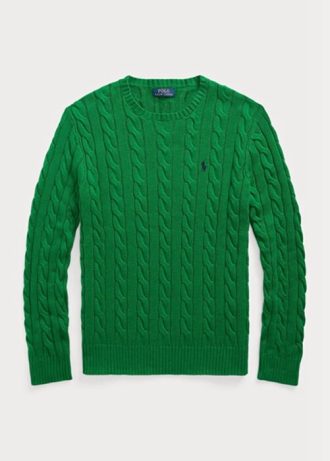 Pulovere din bumbac din tricot cablu Ralph Lauren pentru bărbați verzi
