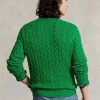 Pulovere din bumbac din tricot cablu Ralph Lauren pentru bărbați verzi Pulovere din bumbac din tricot cablu Ralph Lauren pentru bărbați verzi
