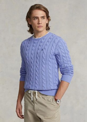Pulovere din bumbac din tricot cablu Ralph Lauren pentru bărbați violet