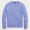 Pulovere din bumbac din tricot cablu Ralph Lauren pentru bărbați violet Pulovere din bumbac din tricot cablu Ralph Lauren pentru bărbați violet