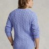 Pulovere din bumbac din tricot cablu Ralph Lauren pentru bărbați violet Pulovere din bumbac din tricot cablu Ralph Lauren pentru bărbați violet