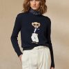 Pulovere din bumbac Ralph Lauren Tuxedo Bear de damă bleumarin
