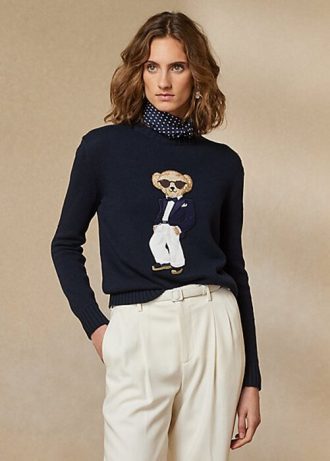 Pulovere din bumbac Ralph Lauren Tuxedo Bear de damă bleumarin Pulovere din bumbac Ralph Lauren Tuxedo Bear de damă bleumarin