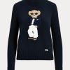 Pulovere din bumbac Ralph Lauren Tuxedo Bear de damă bleumarin