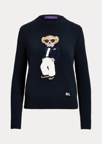 Pulovere din bumbac Ralph Lauren Tuxedo Bear de damă bleumarin Pulovere din bumbac Ralph Lauren Tuxedo Bear de damă bleumarin
