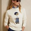 Pulovere din jerseu Ralph Lauren Sarong Bear de damă crem