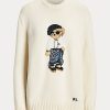 Pulovere din jerseu Ralph Lauren Sarong Bear de damă crem