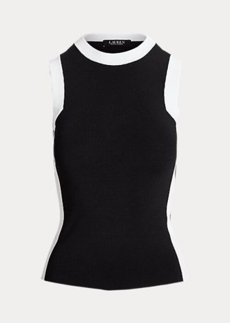 Pulovere fără mâneci în două tonuri Ralph Lauren pentru femei negre/albe Pulovere fără mâneci în două tonuri Ralph Lauren pentru femei negre/albe