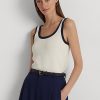 Pulovere fără mâneci pentru femei Ralph Lauren, în două tonuri, din amestec de bumbac, crem/marin