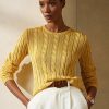 Pulovere galbene din mătase Ralph Lauren cu tricot cu cablu pentru damă