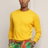 Pulovere galbene pentru bărbați, din bumbac, cu gât crew, Ralph Lauren Pulovere galbene pentru bărbați, din bumbac, cu gât crew, Ralph Lauren