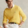 Pulovere galbene pentru bărbați, din bumbac, din tricot cu cablu Ralph Lauren Pulovere galbene pentru bărbați, din bumbac, din tricot cu cablu Ralph Lauren