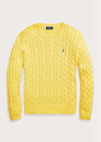 Pulovere galbene pentru bărbați, din bumbac, din tricot cu cablu Ralph Lauren