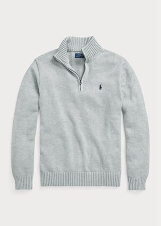 Pulovere gri pentru bărbați, din bumbac, cu fermoar, Ralph Lauren