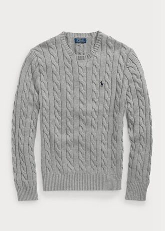 Pulovere gri pentru bărbați, din bumbac, din tricot cu cablu Ralph Lauren