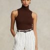 Pulovere maro Ralph Lauren din lână, fără mâneci, cu guler rotit Pulovere maro Ralph Lauren din lână, fără mâneci, cu guler rotit