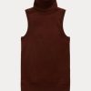 Pulovere maro Ralph Lauren din lână, fără mâneci, cu guler rotit Pulovere maro Ralph Lauren din lână, fără mâneci, cu guler rotit