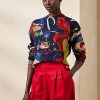 Pulovere multicolore de damă Ralph Lauren, din bumbac cu gât crew, cu imprimeu