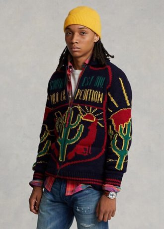 Pulovere multicolore pentru bărbați Ralph Lauren, cu grafic din lână, cu fermoar complet Pulovere multicolore pentru bărbați Ralph Lauren, cu grafic din lână, cu fermoar complet