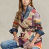 Pulovere multicolore pentru damă Ralph Lauren, cu șal geo-motiv, din amestec de in Pulovere multicolore pentru damă Ralph Lauren, cu șal geo-motiv, din amestec de in