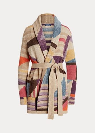Pulovere multicolore pentru damă Ralph Lauren, cu șal geo-motiv, din amestec de in