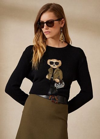Pulovere negre din cașmir Ralph Lauren Utility Bear de damă