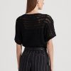 Pulovere negre Ralph Lauren din bumbac cu mânecă scurtă din plasă