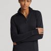 Pulovere negre Ralph Lauren, din jerseu stretch, cu fermoar sfert Pulovere negre Ralph Lauren, din jerseu stretch, cu fermoar sfert