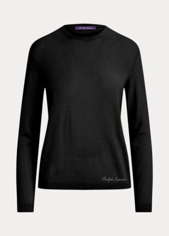 Pulovere negre Ralph Lauren din lână merinos pentru damă