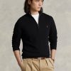 Pulovere negru pentru bărbați, din bumbac, din tricot plasă, cu fermoar sfert, Ralph Lauren Pulovere negru pentru bărbați, din bumbac, din tricot plasă, cu fermoar sfert, Ralph Lauren