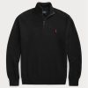 Pulovere negru pentru bărbați, din bumbac, din tricot plasă, cu fermoar sfert, Ralph Lauren Pulovere negru pentru bărbați, din bumbac, din tricot plasă, cu fermoar sfert, Ralph Lauren