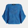 Pulovere oversize din plasă din amestec de bumbac Ralph Lauren pentru femei albastre Pulovere oversize din plasă din amestec de bumbac Ralph Lauren pentru femei albastre