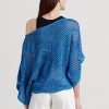 Pulovere oversize din plasă din amestec de bumbac Ralph Lauren pentru femei albastre Pulovere oversize din plasă din amestec de bumbac Ralph Lauren pentru femei albastre